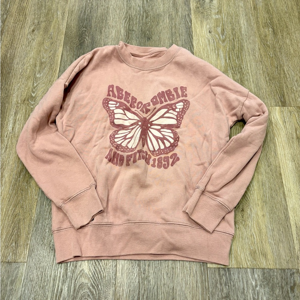 abercrombie kids Dusty Rose Butterfly Pullover Sweatshirt